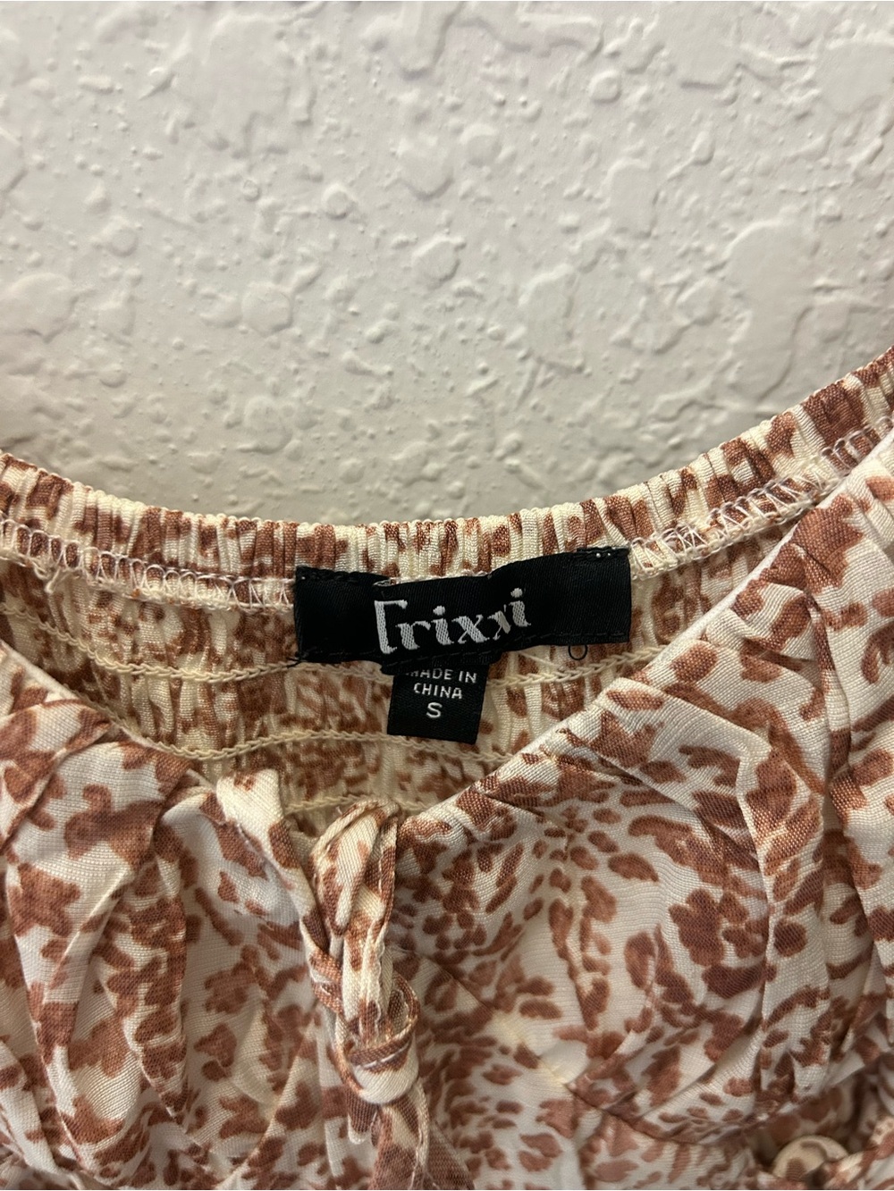 Reformation Cream and Brown Floral Puff Sleeve Mini Dress - Picture 3 of 3